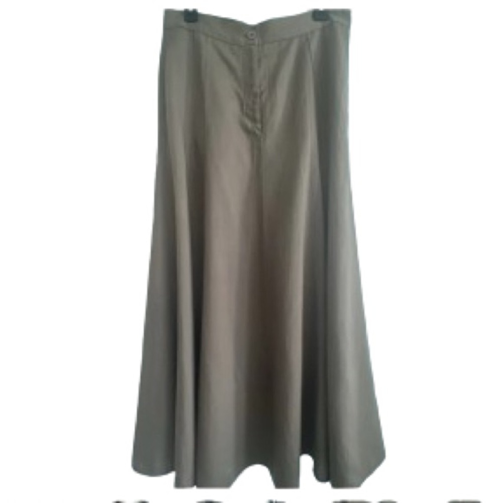Zara Women Khaki High-Waisted Linen Blend Maxi Skirt Size M